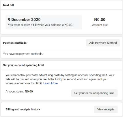 How to setup facebook ads account in naira