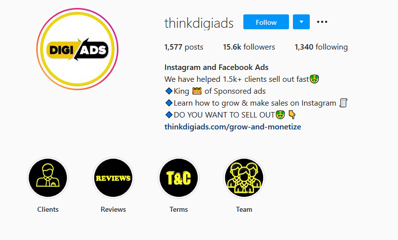@thinkdigiads Instagram Bio