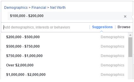 Facebook ad targeting - income level
