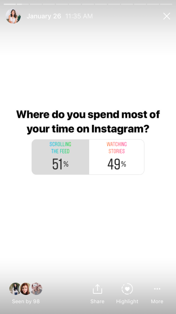 Instagram stories Poll example