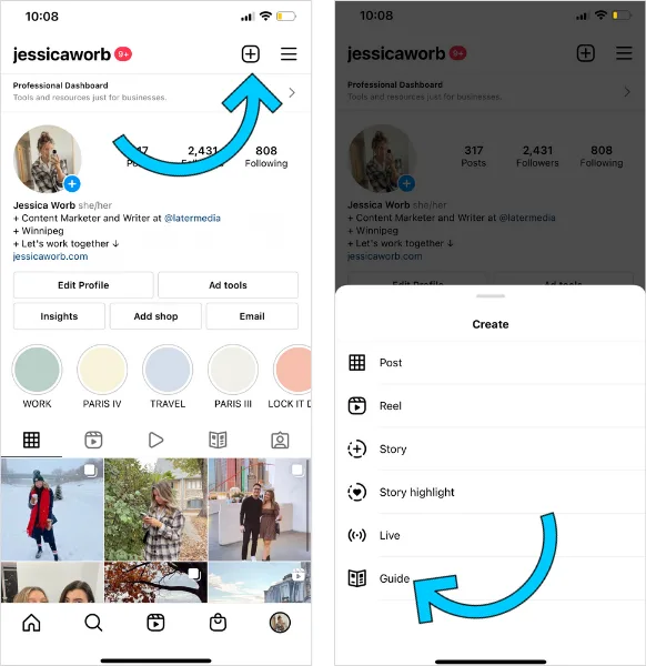 how to create an Instagram guide